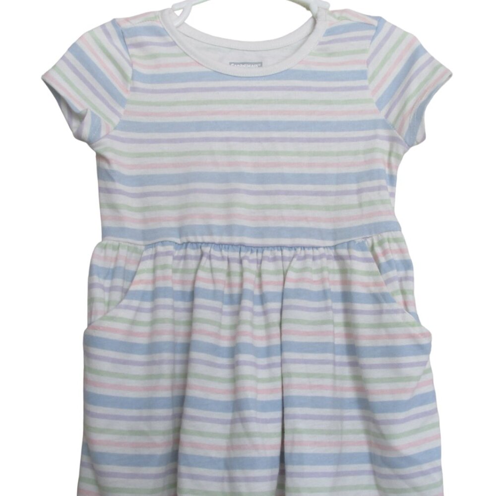 Garanimals Pullover T Shirt Dress Toddler Girls 18M Multicolor Striped Pockets